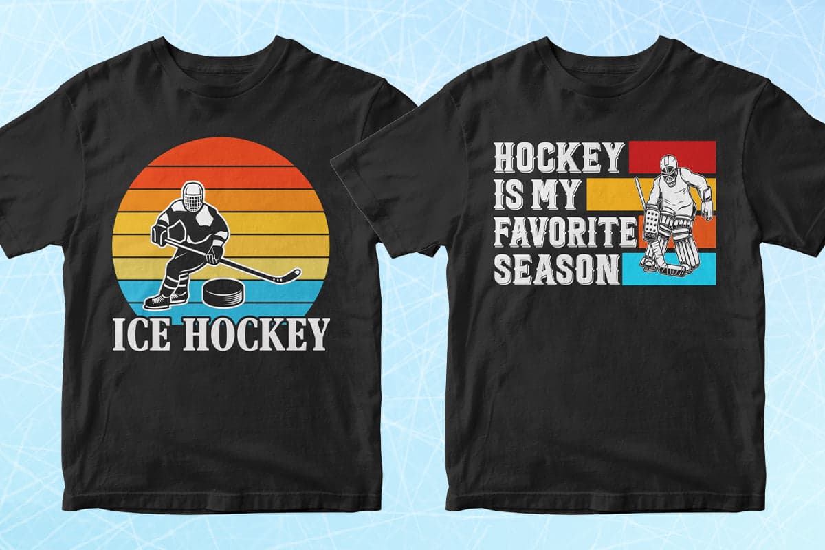 Hockey 50 Editable T-Shirt Designs Bundle Part 1