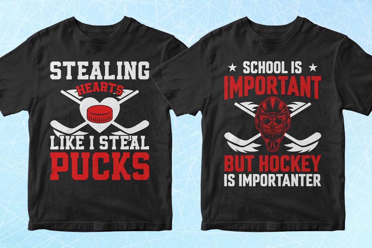 Hockey 50 Editable T-Shirt Designs Bundle Part 1