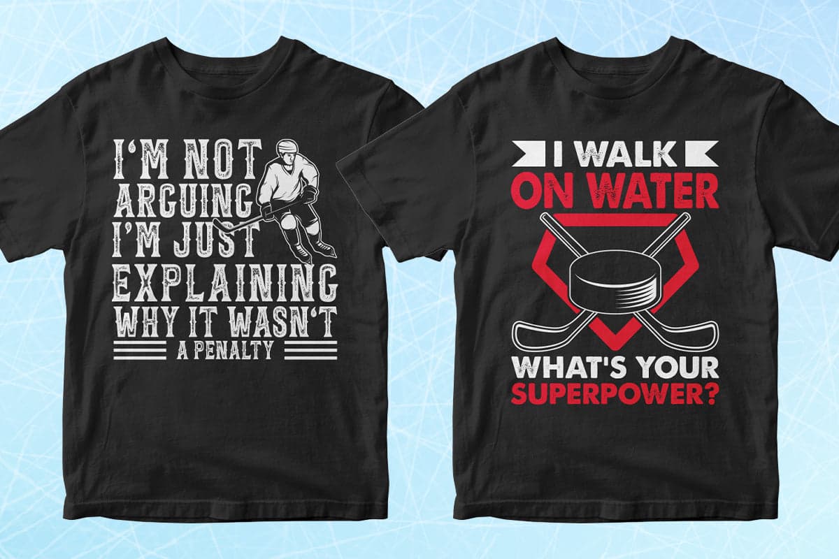 Hockey 50 Editable T-Shirt Designs Bundle Part 1