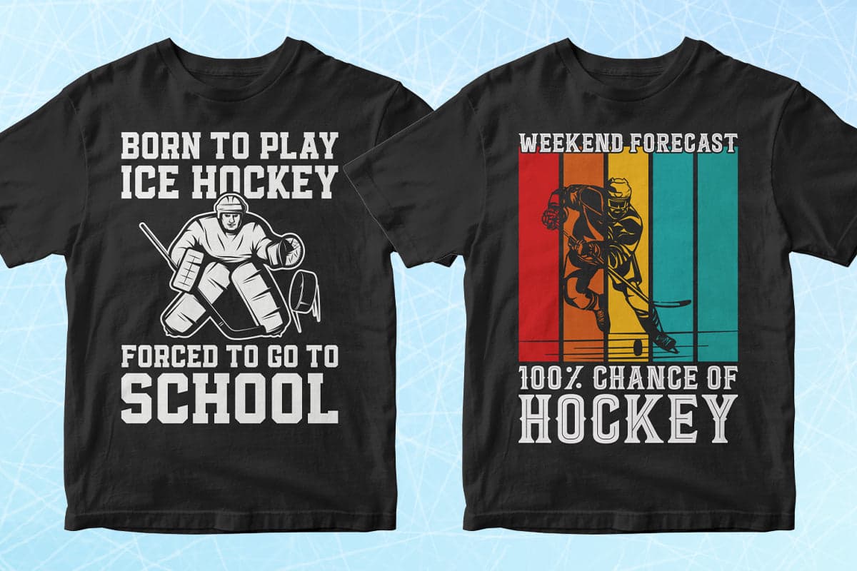 Hockey 50 Editable T-Shirt Designs Bundle Part 1