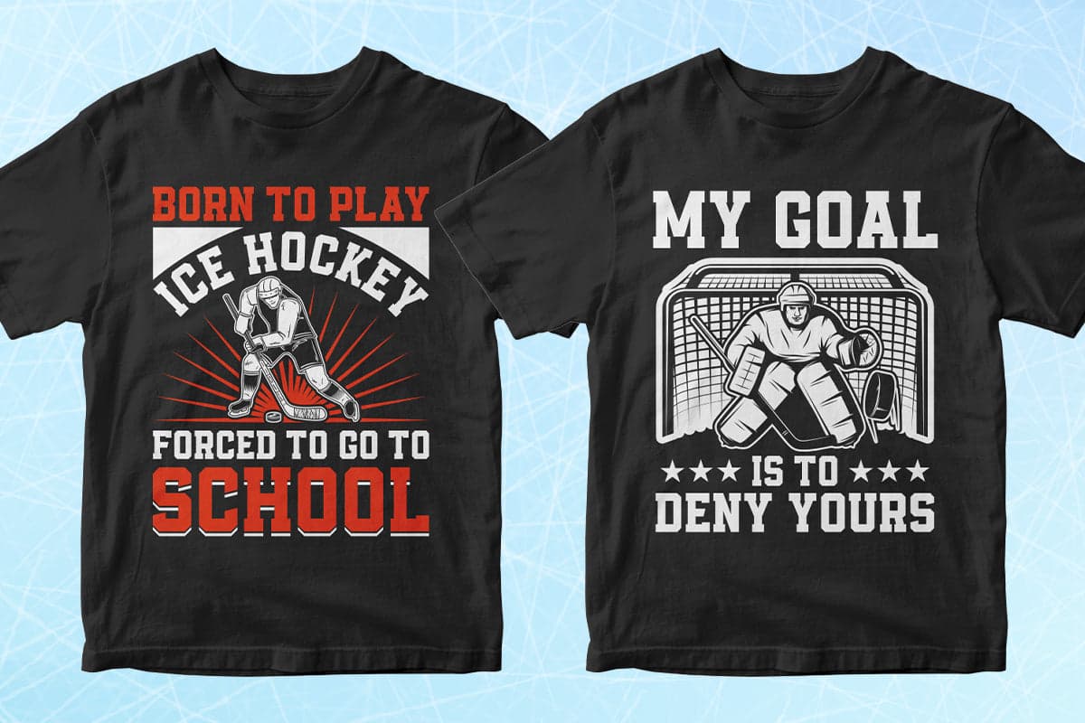 Hockey 50 Editable T-Shirt Designs Bundle Part 1