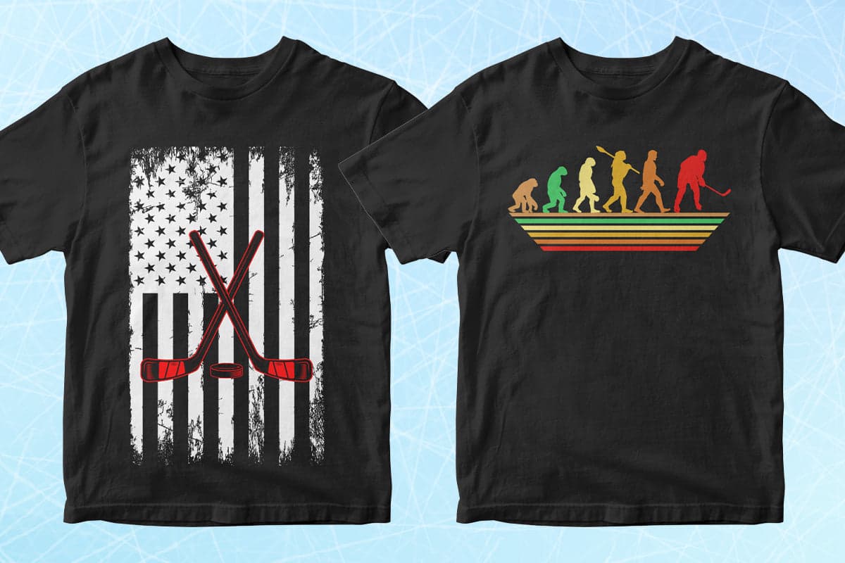 Hockey 50 Editable T-Shirt Designs Bundle Part 1