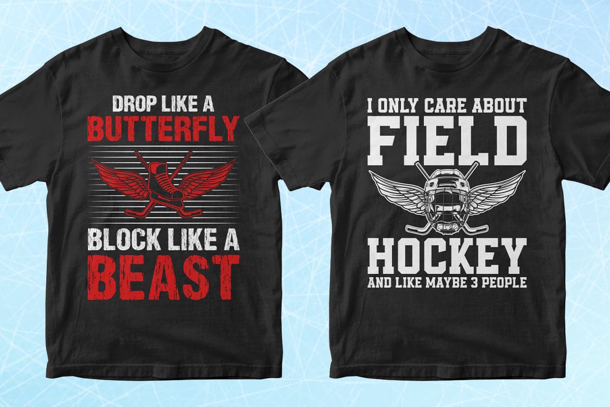 Hockey 50 Editable T-Shirt Designs Bundle Part 1