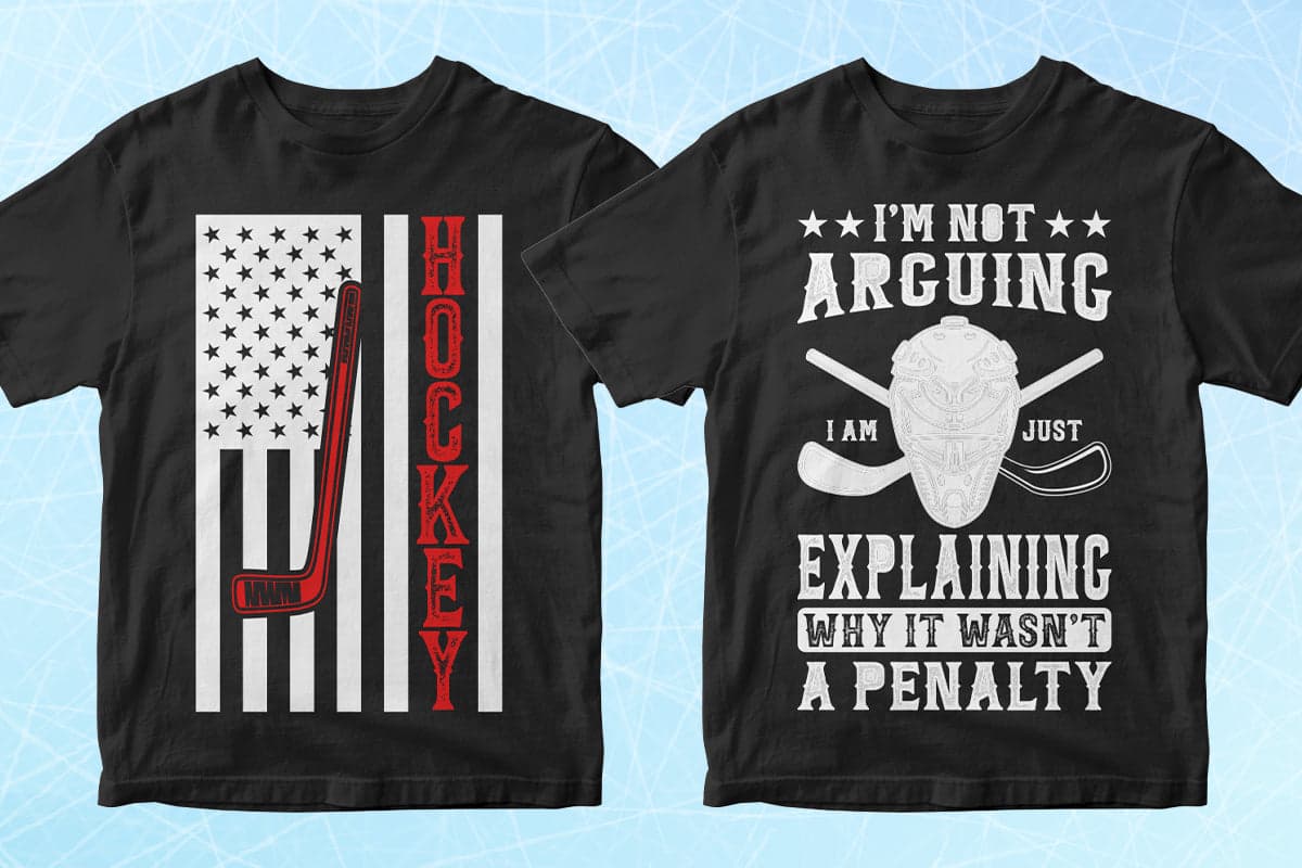 Hockey 50 Editable T-Shirt Designs Bundle Part 1