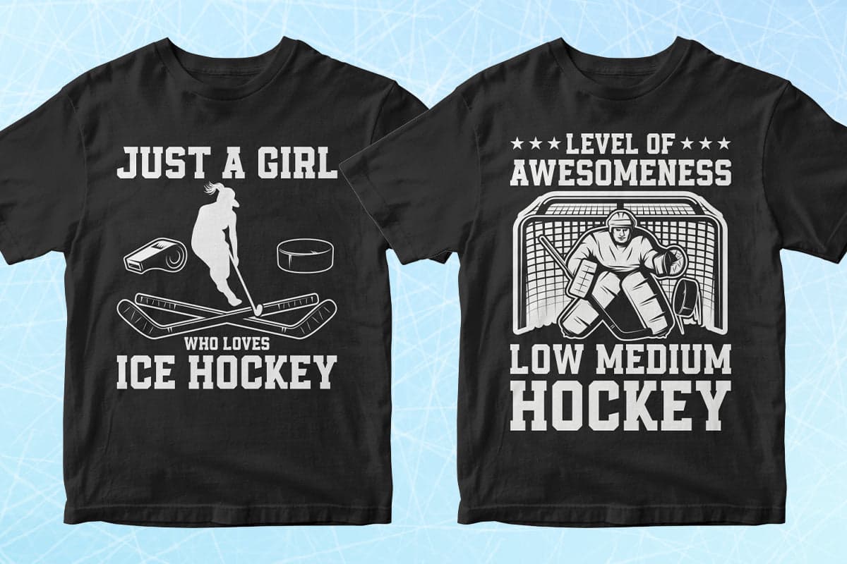 Hockey 50 Editable T-Shirt Designs Bundle Part 1