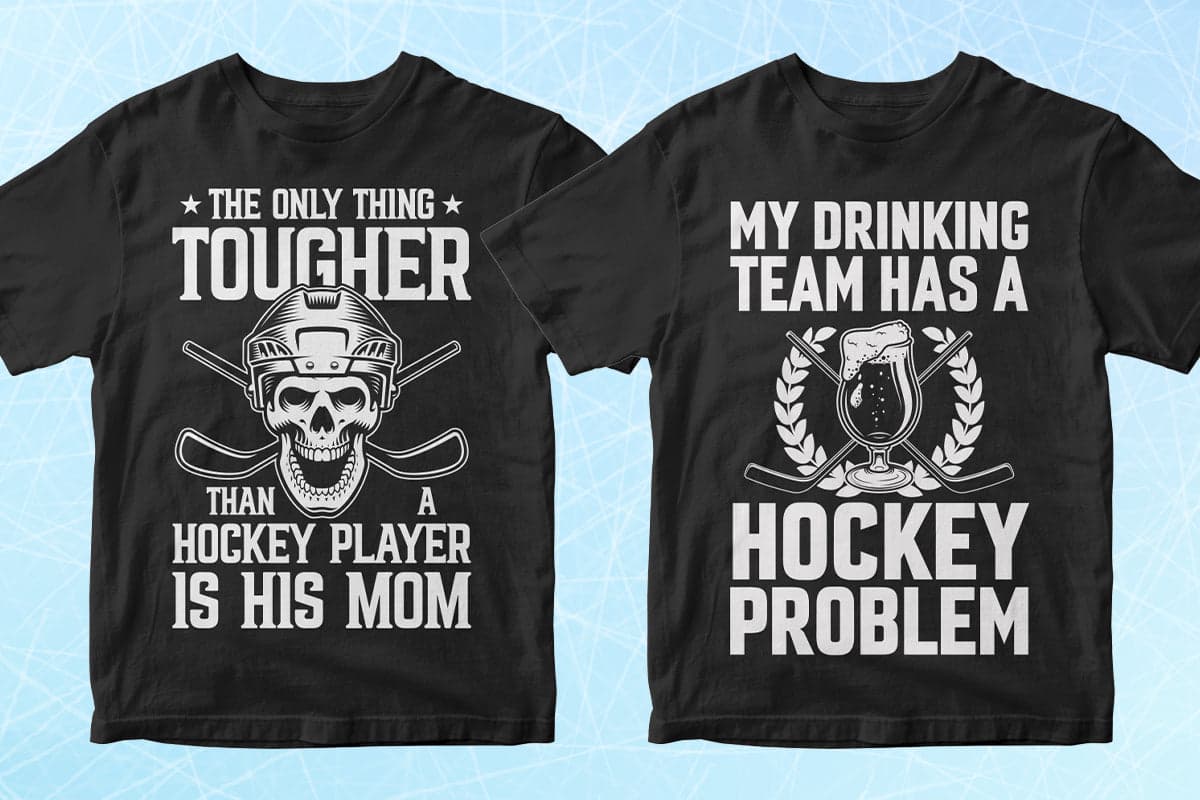 Hockey 50 Editable T-Shirt Designs Bundle Part 1