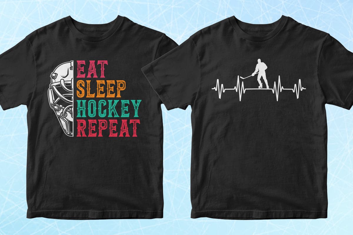 Hockey 50 Editable T-Shirt Designs Bundle Part 1