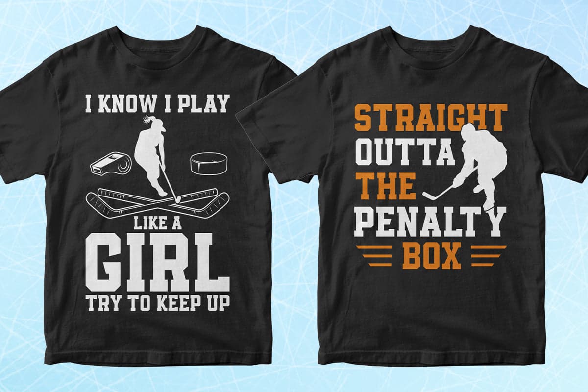 Hockey 50 Editable T-Shirt Designs Bundle Part 1