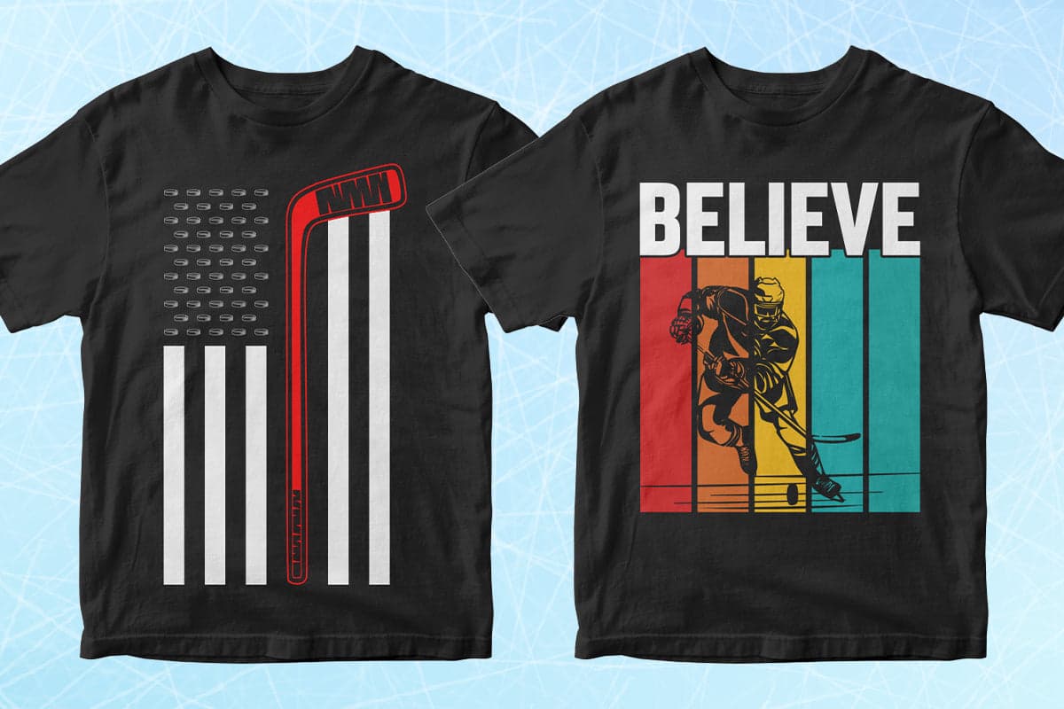Hockey 50 Editable T-Shirt Designs Bundle Part 1