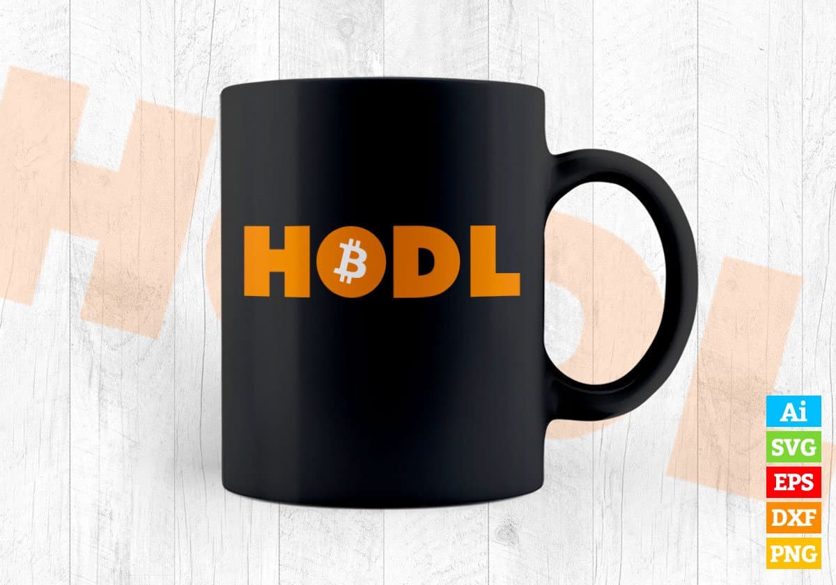 Hodl Vintage Distressed Bitcoin Logo Coin Editable Vector T-shirt Design in Ai Svg Png Printable Files