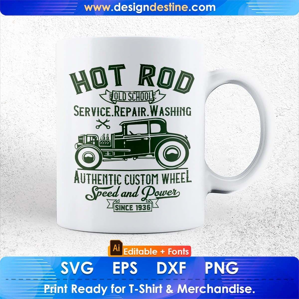 Hot Rod Old School Service Repair Washing Authentic American Trucker Editable T shirt Design In Svg Files