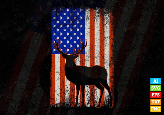 Hunting Patriotic Fourth Of July Editable Vector T shirt Design In Svg Png Printable Files