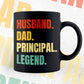 Husband Dad Principal Legend Vintage Editable Vector T-shirt Design in Ai Svg Files