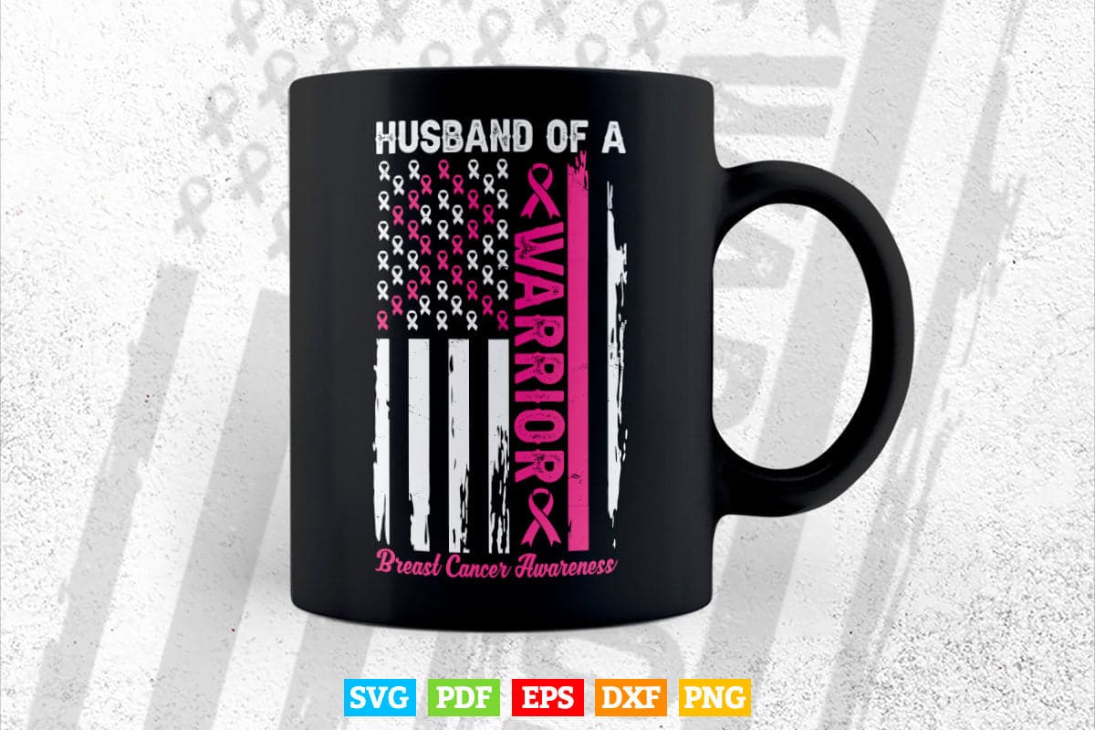 Husband Of A Warrior Breast Cancer Awareness Support Squad Svg Png Cutting Files.
