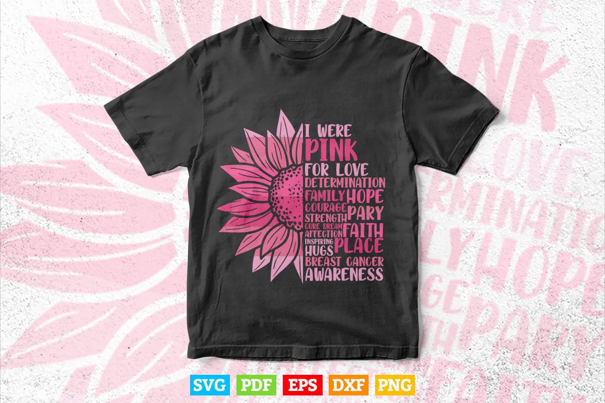 I Wear Pink Ribbon Heart Cool Breast Cancer Awareness Gift Svg Png Cricut Files.