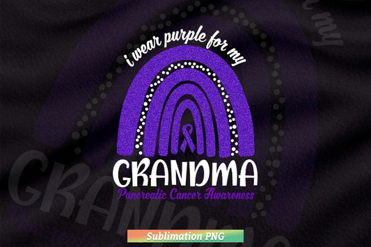 I Wear Purple For My Grandma Pancreatic Cancer Rainbow Svg Png Cut Files.