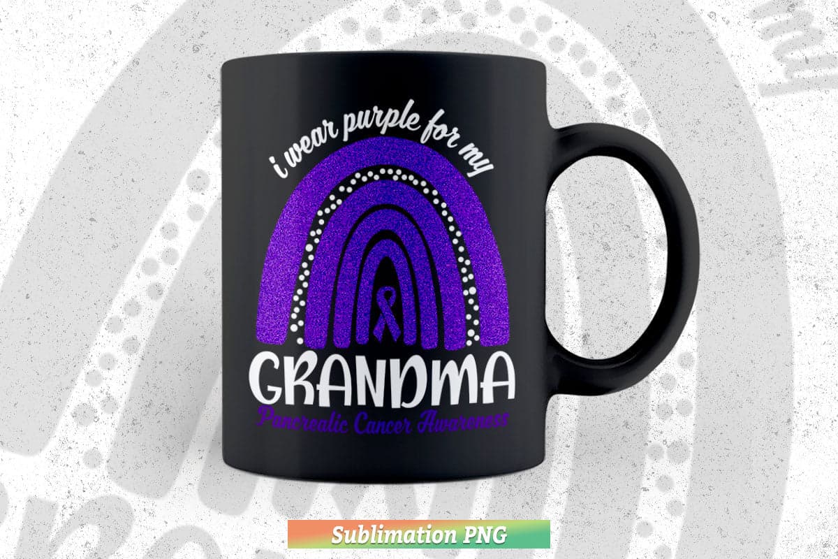 I Wear Purple For My Grandma Pancreatic Cancer Rainbow Svg Png Cut Files.