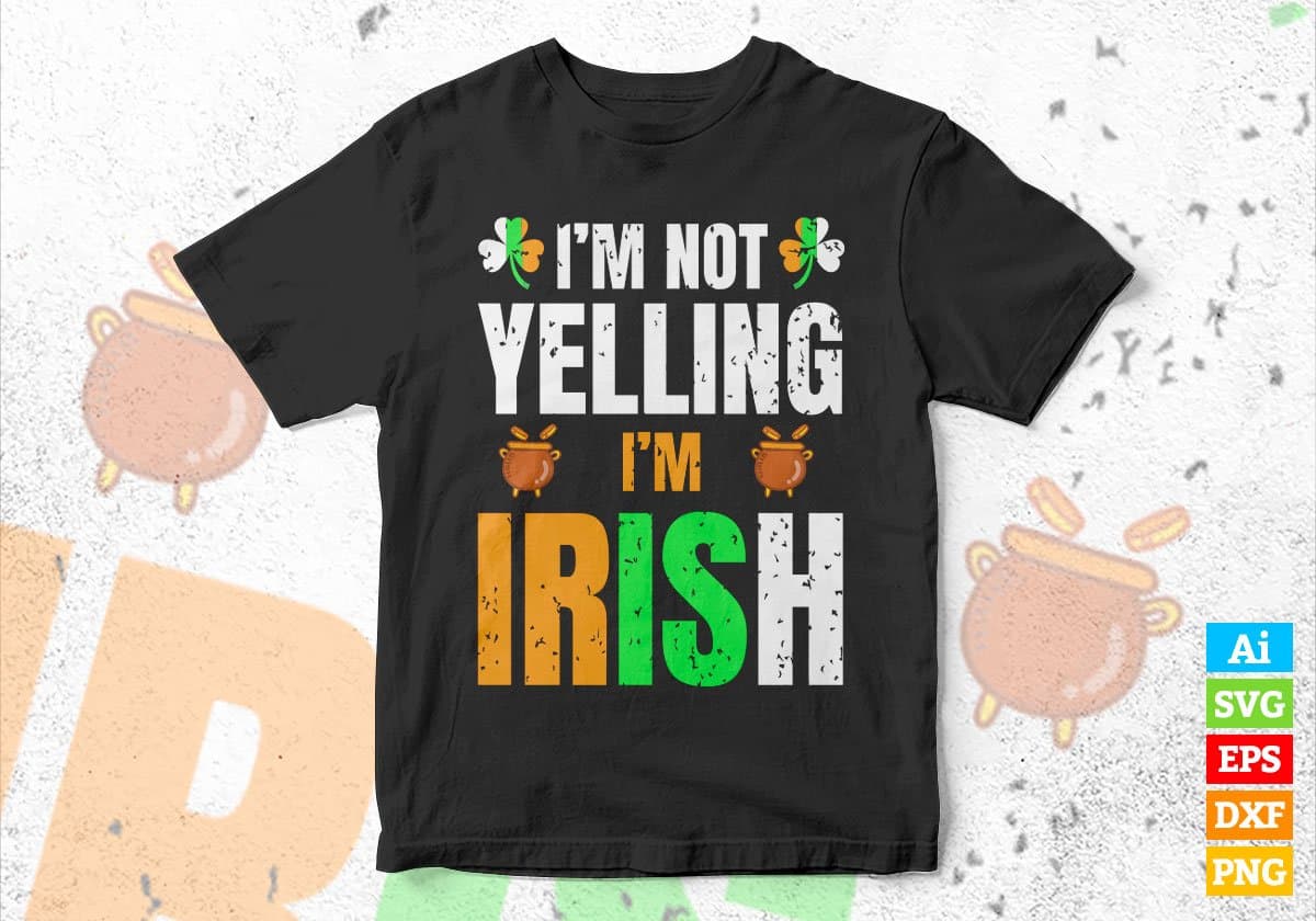 I'm Not Yelling I'm Irish St Patrick's Day Editable Vector T-shirt Design in Ai Svg Png Files
