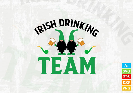 Irish Drinking Team St Patrick's Day Editable Vector T-shirt Design in Ai Svg Png Files