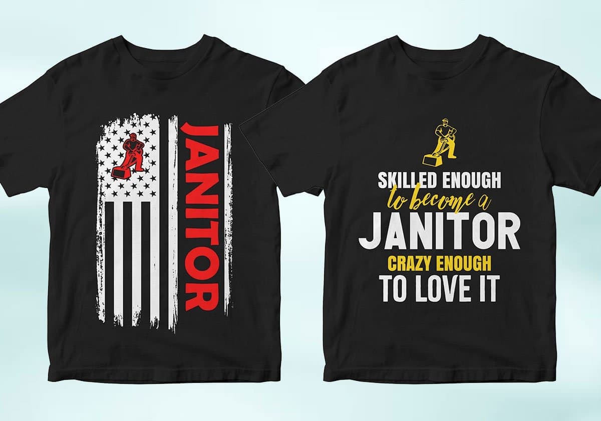 Janitor 25 Editable T-shirt Designs Bundle