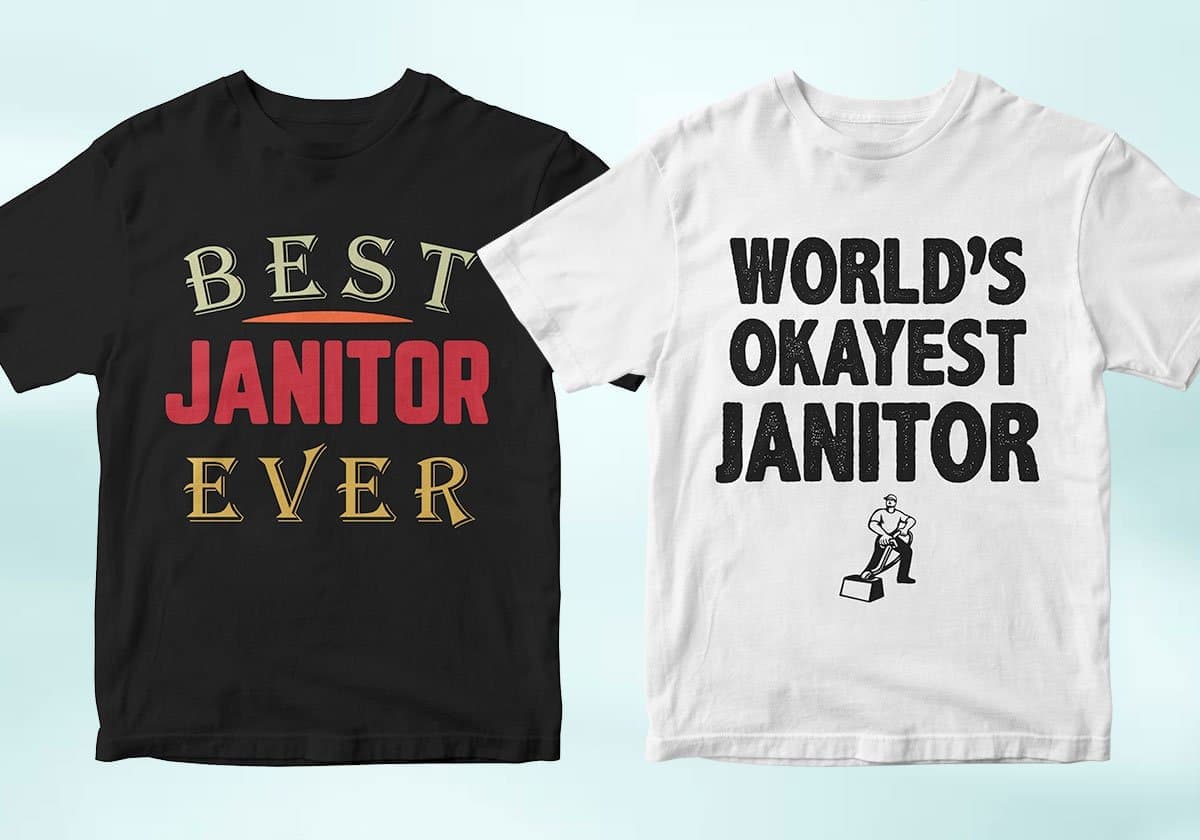 Janitor 25 Editable T-shirt Designs Bundle