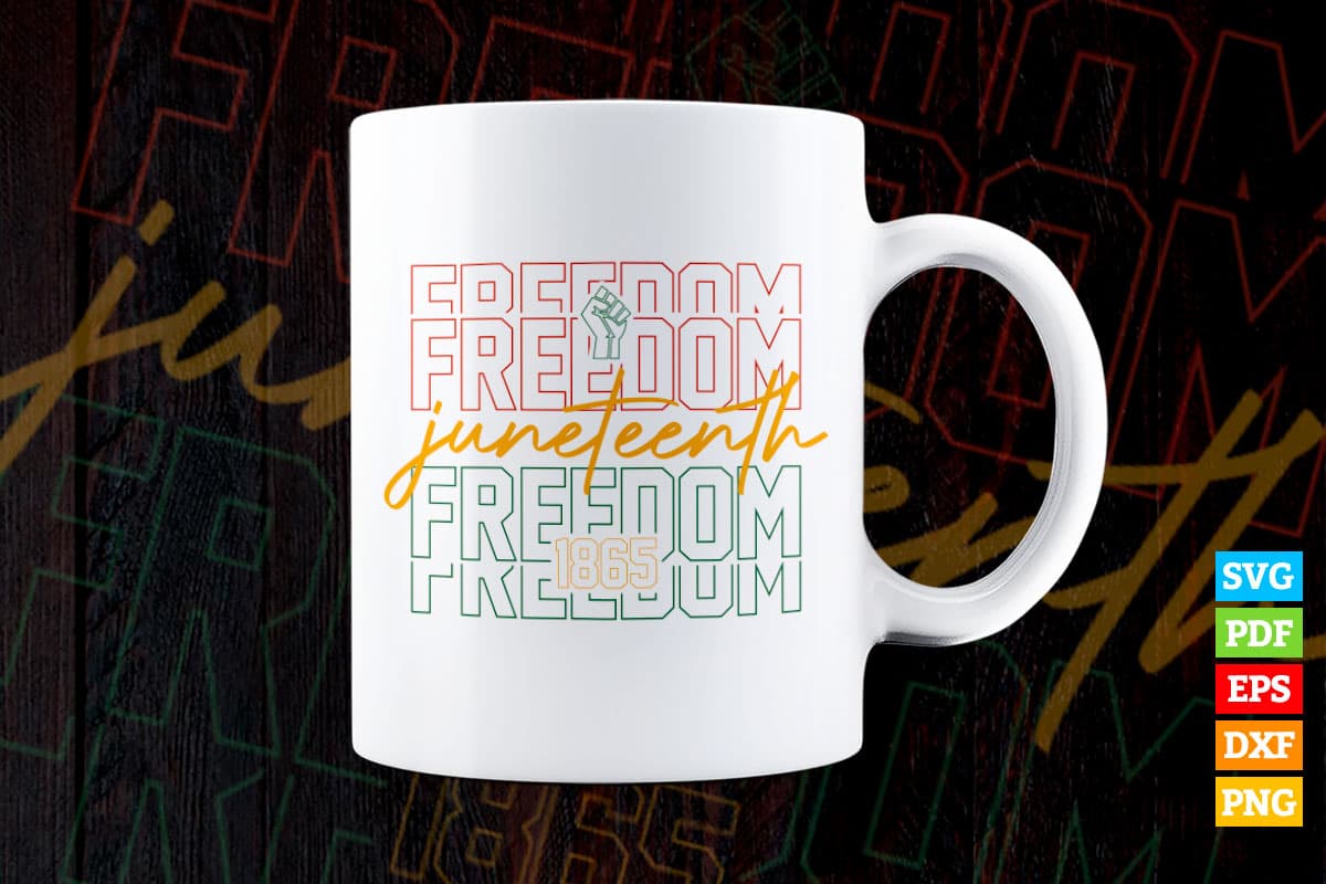 Juneteenth Freedom Since 1865 American Black Women Vector T shirt Design in Ai Svg Png Cricut Files.