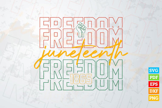 Juneteenth Freedom Since 1865 American Black Women Vector T shirt Design in Ai Svg Png Cricut Files.