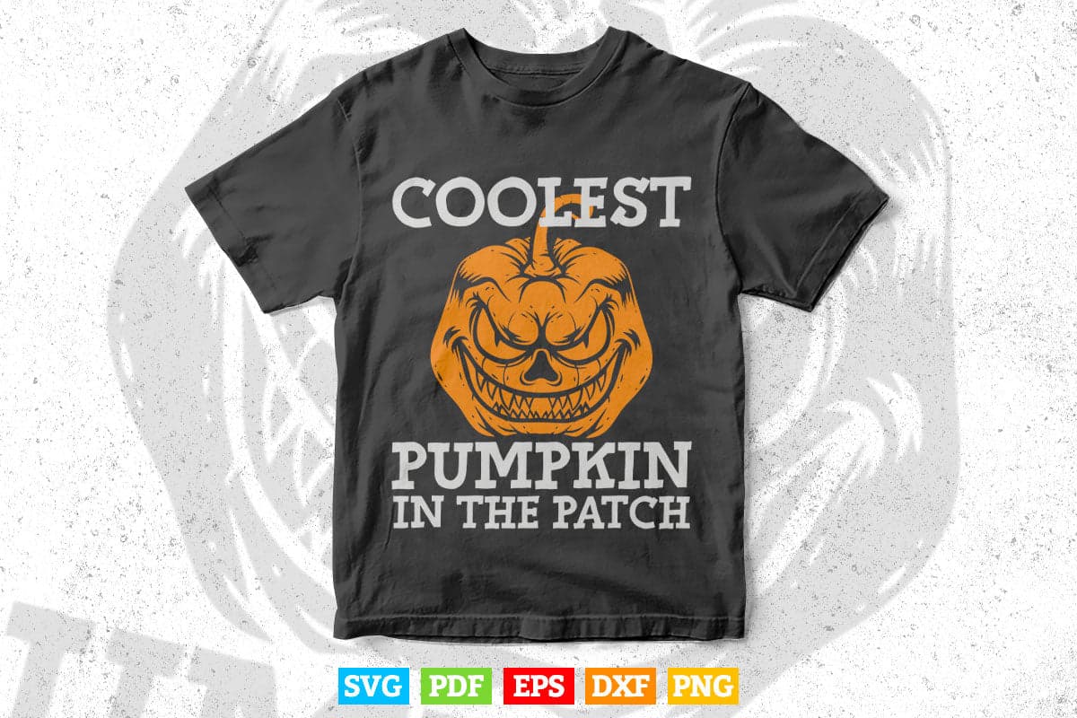 Kids Coolest Pumpkin In The Patch Halloween Svg Png Cut Files.