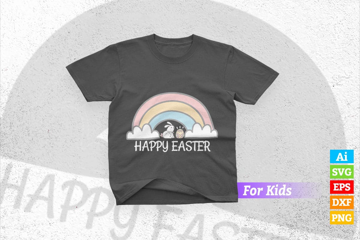 Kids Happy Easter Unicorn Bunny Eggs Cute Girls Vector T shirt Design in Ai Png Svg Files.