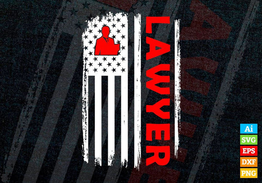Lawyer USA Flag Proud Professions Gift Editable Vector T-shirt Design in Ai Svg Files