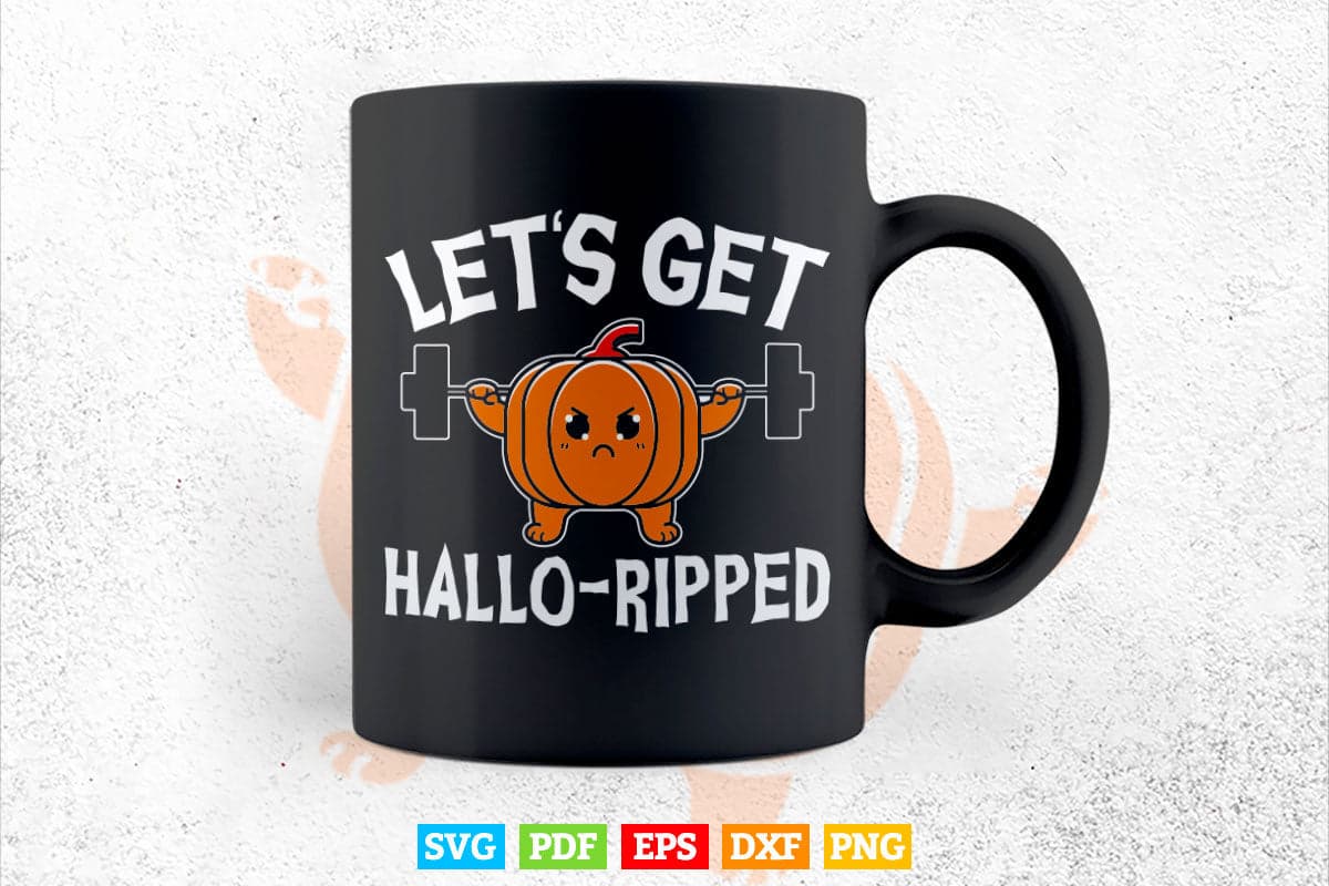 Let's Get Hallo-Ripped Lazy Halloween Costume Gym Workout Svg Digital Files.