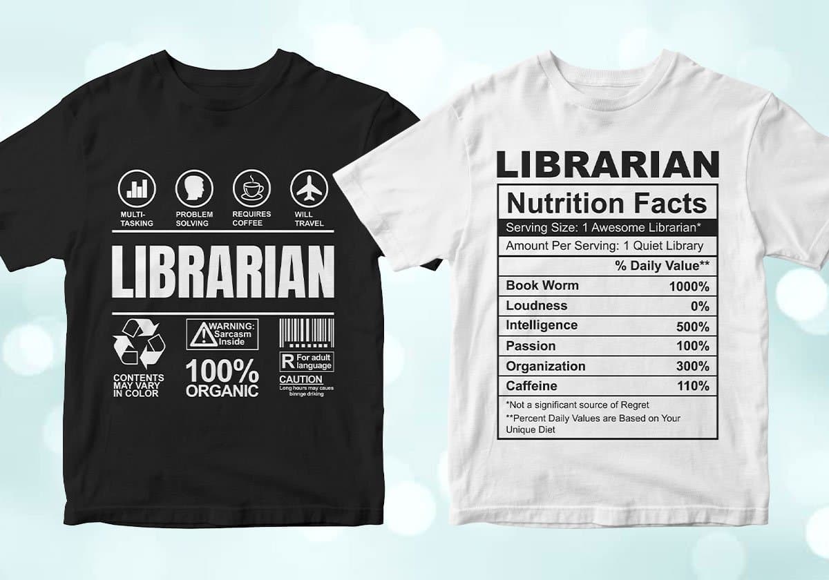 Librarian 25 Editable T-shirt Designs Bundle