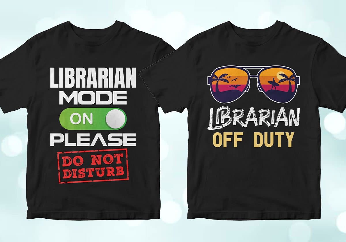 Librarian 25 Editable T-shirt Designs Bundle