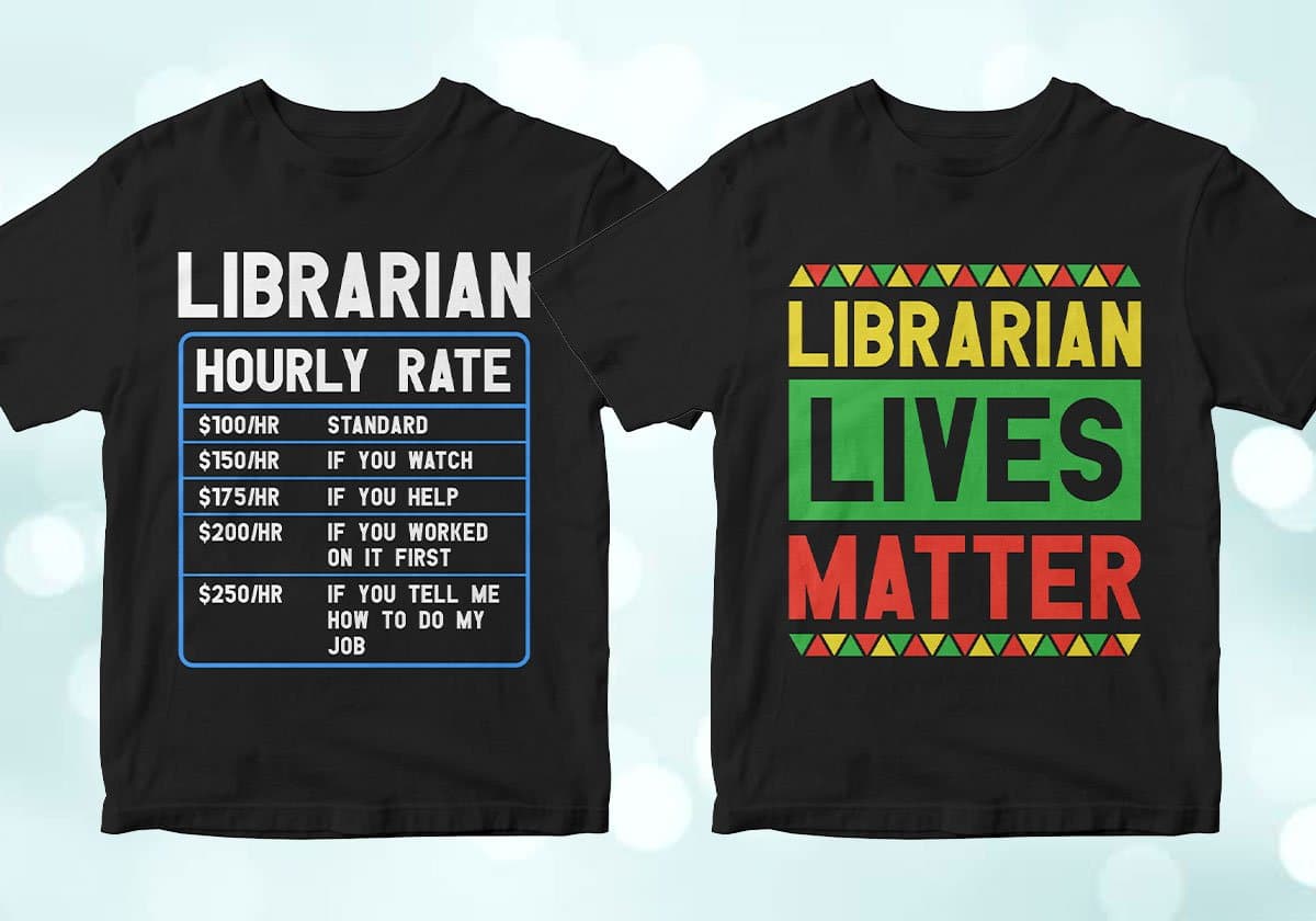 Librarian 25 Editable T-shirt Designs Bundle