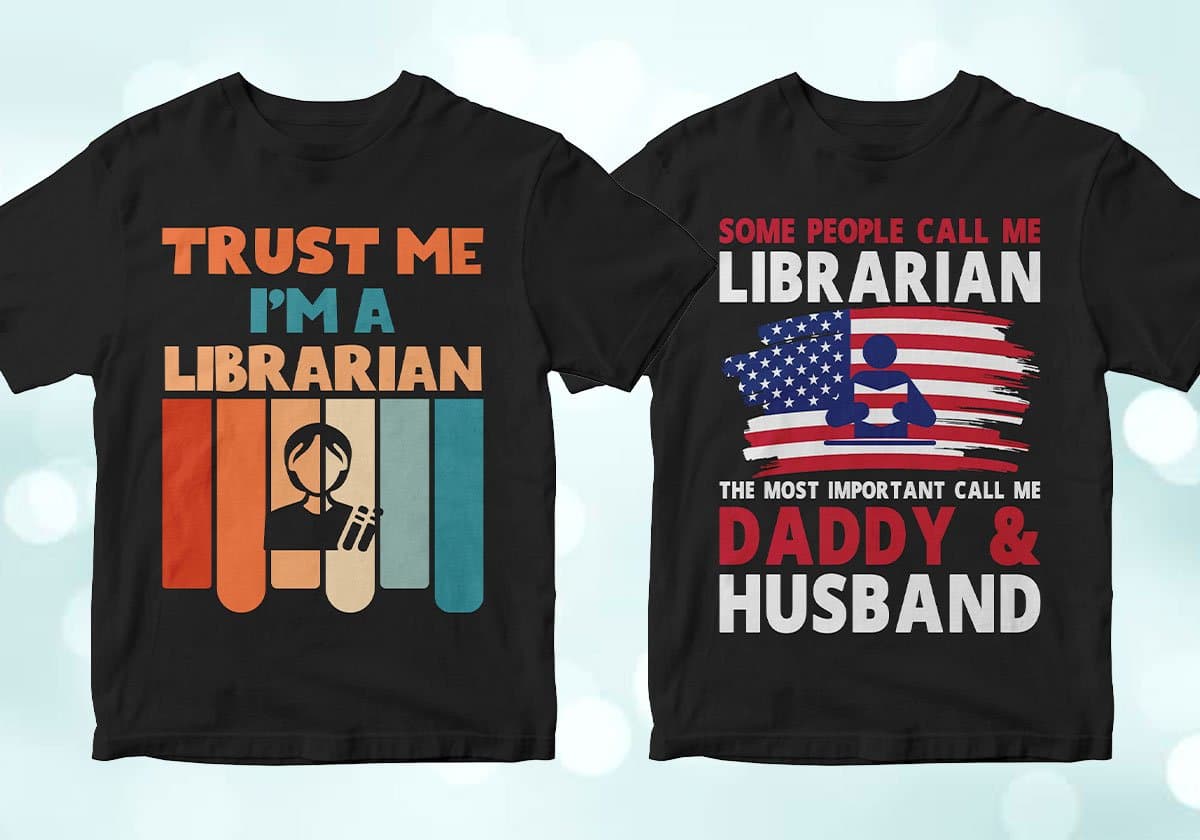 Librarian 25 Editable T-shirt Designs Bundle