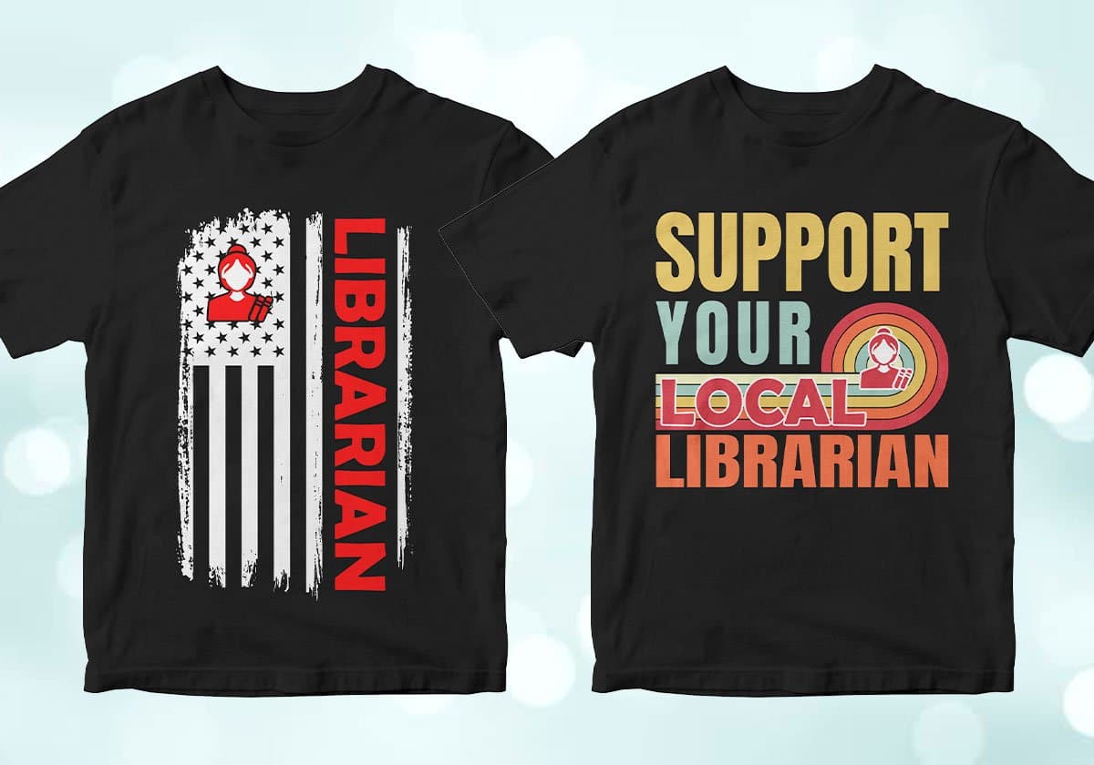 Librarian 25 Editable T-shirt Designs Bundle