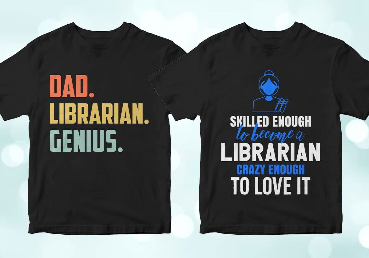 Librarian 25 Editable T-shirt Designs Bundle