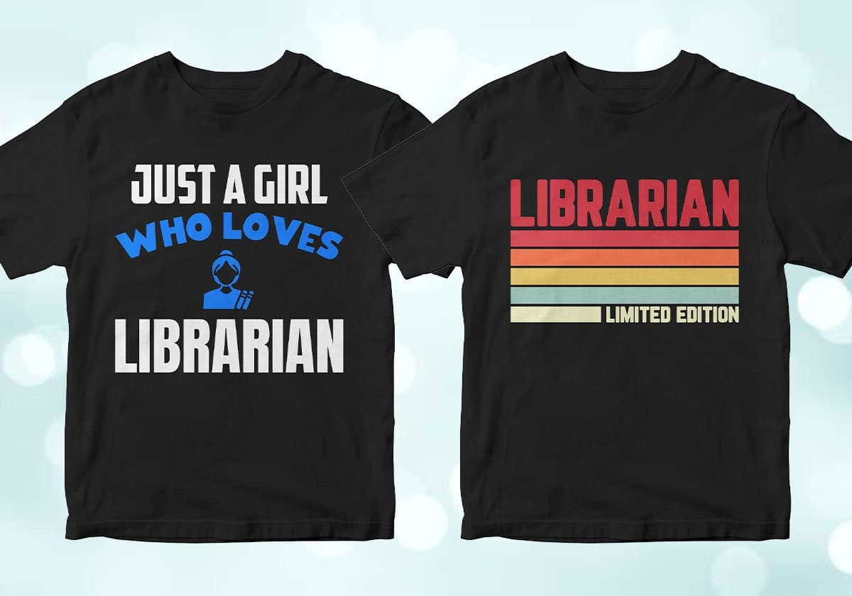 Librarian 25 Editable T-shirt Designs Bundle
