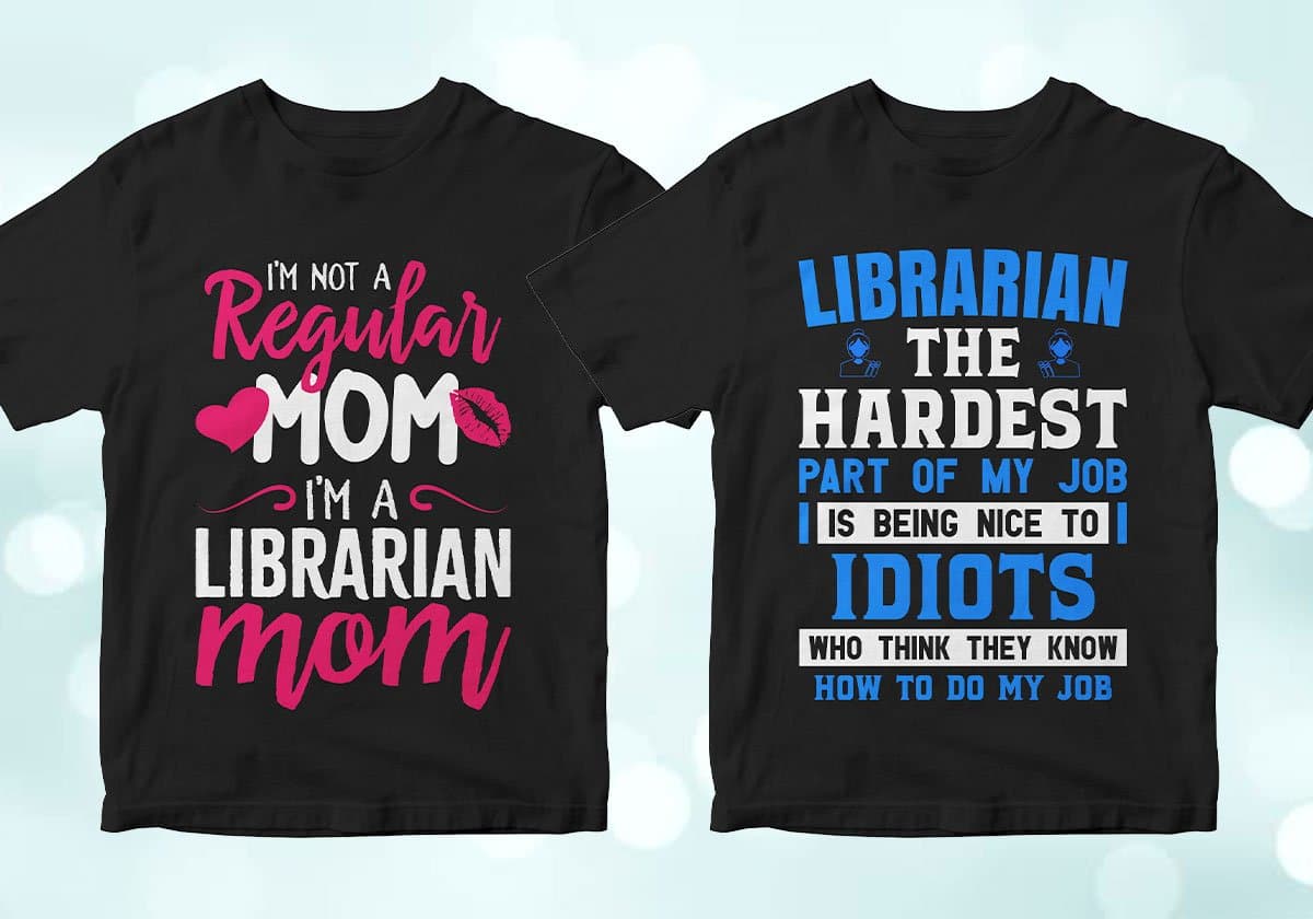 Librarian 25 Editable T-shirt Designs Bundle