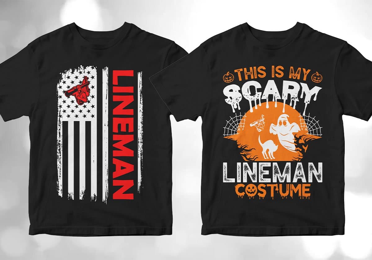 Lineman 25 Editable T-shirt Designs Bundle