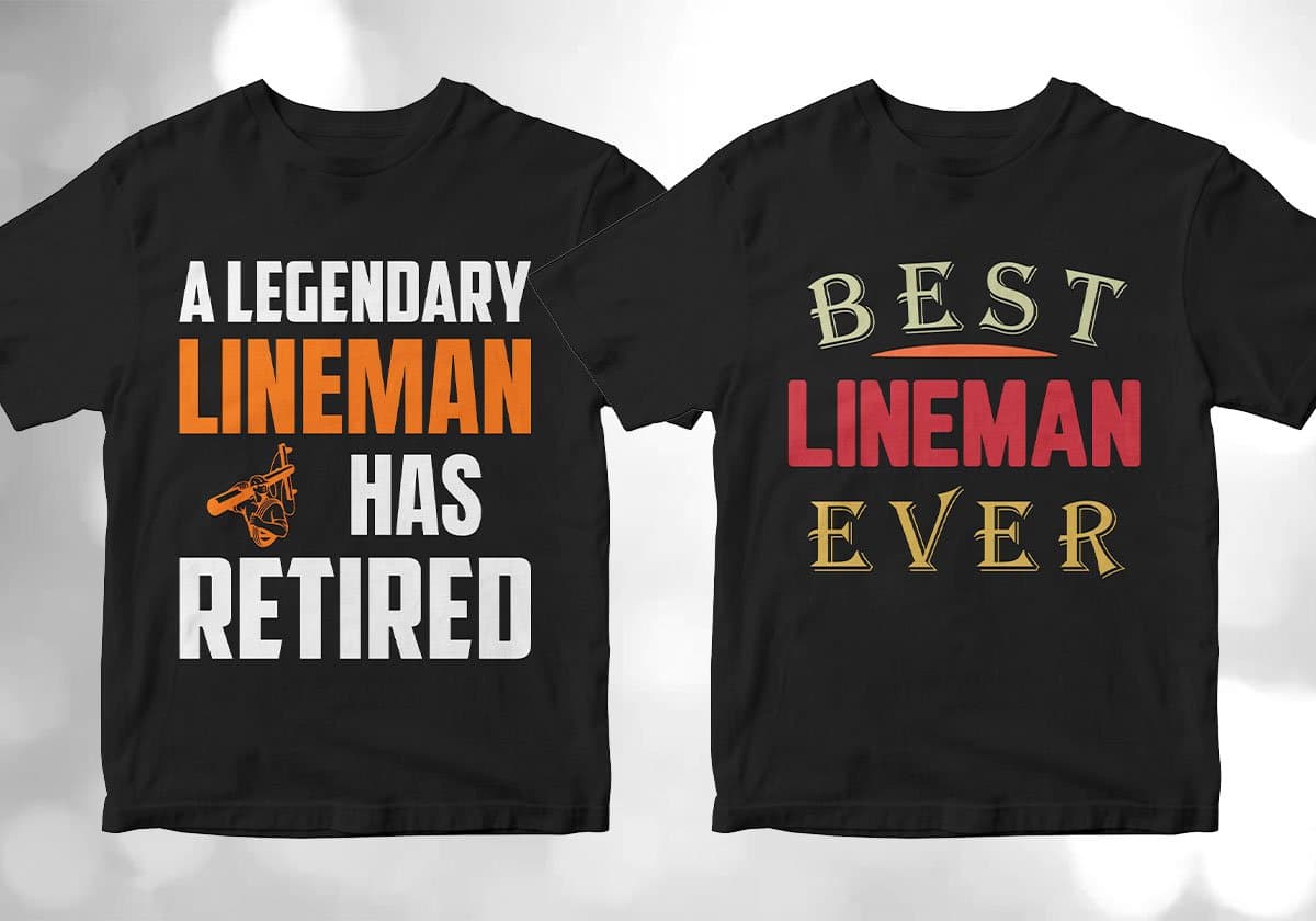 Lineman 25 Editable T-shirt Designs Bundle