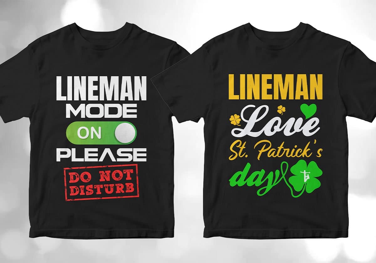 Lineman 25 Editable T-shirt Designs Bundle