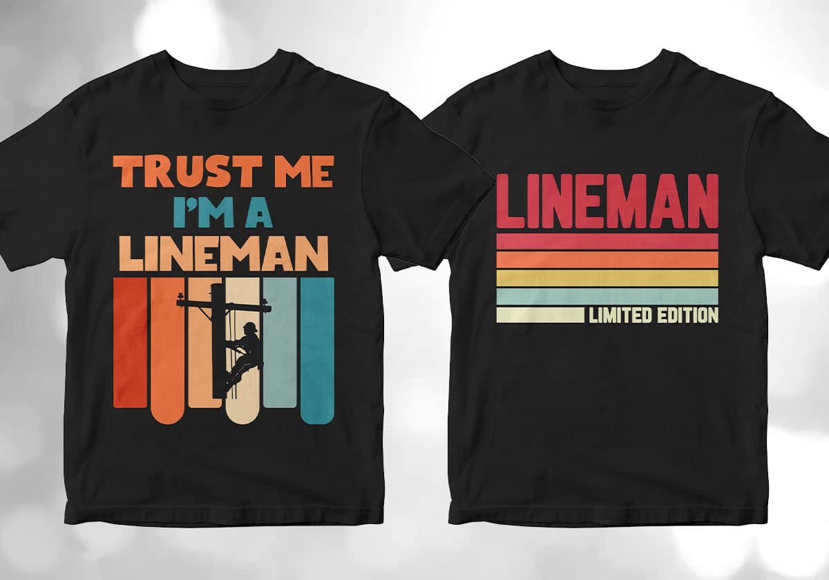Lineman 25 Editable T-shirt Designs Bundle