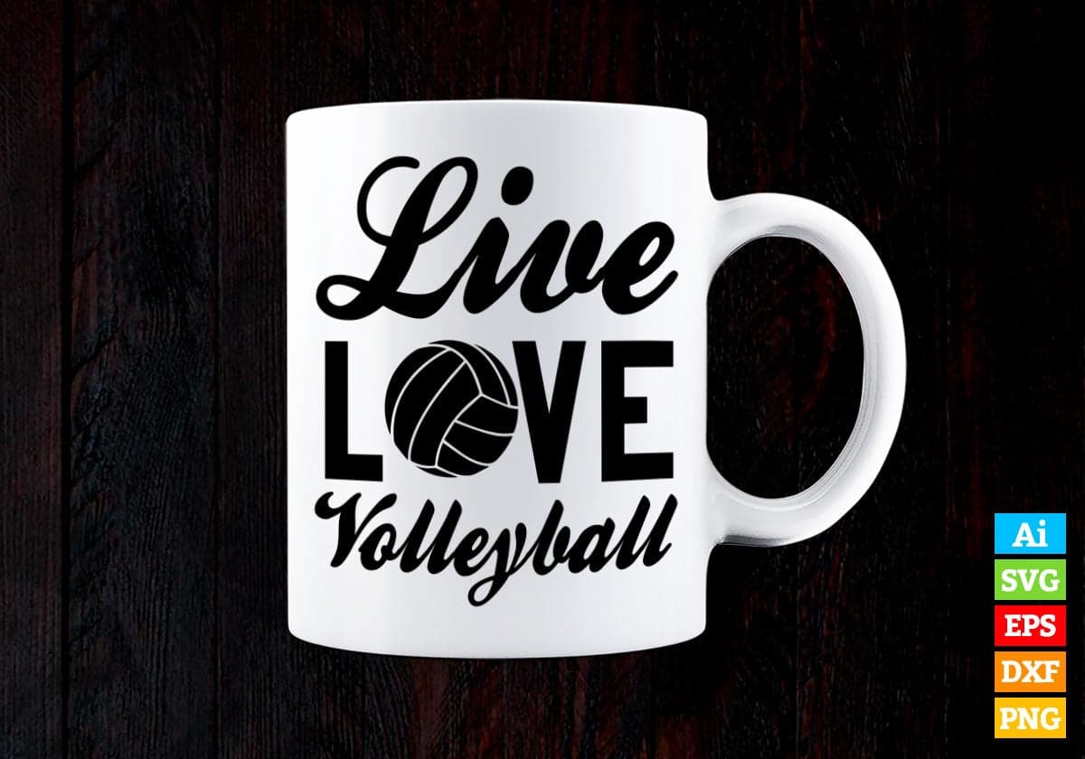 Live Love Volleyball Sports Vector T-shirt Design in Ai Svg Png Files