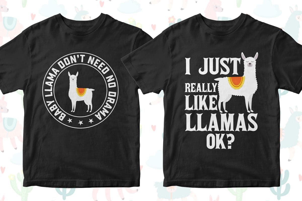 Llama 50 Editable T-Shirt Designs Bundle Part 1