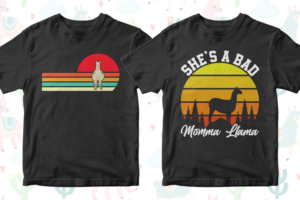 Llama 50 Editable T-Shirt Designs Bundle Part 1