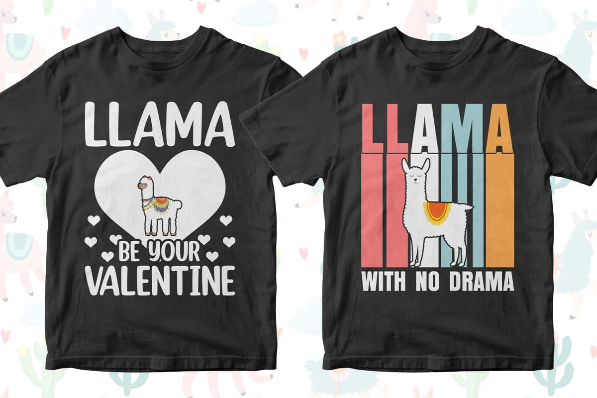 Llama 50 Editable T-Shirt Designs Bundle Part 1