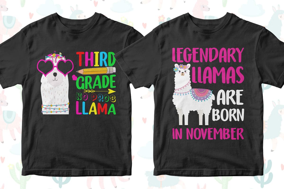 Llama 50 Editable T-Shirt Designs Bundle Part 1