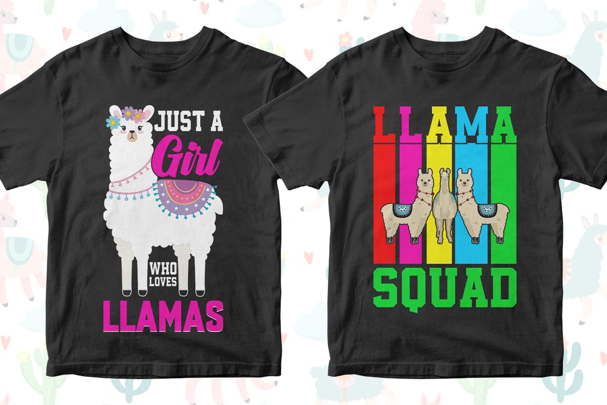 Llama 50 Editable T-Shirt Designs Bundle Part 1