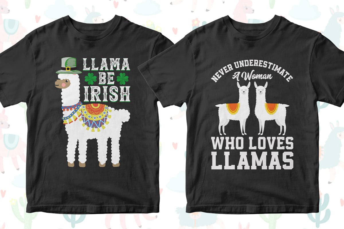 Llama 50 Editable T-Shirt Designs Bundle Part 1